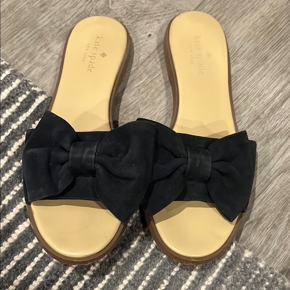 Kate Spade Shoes - Kate Spade Black Suede Bow Mules